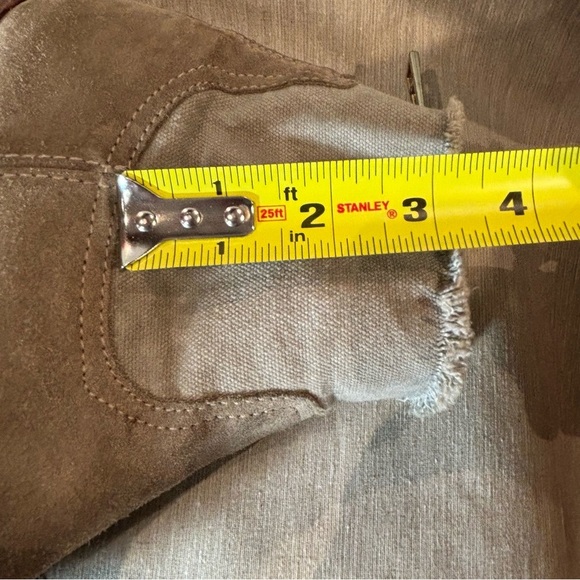 ZADIG & VOLTAIRE Sz 38 Fabric Canvas Suede Stacked Heel Zip Up Ankle Booties - Picture 6 of 14